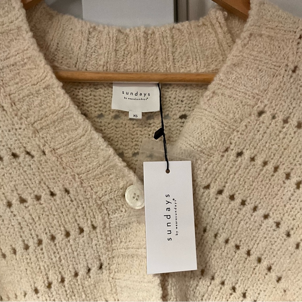 Sunday's We Are Sunday's Cardigan Cream Button NWT Winter White XS